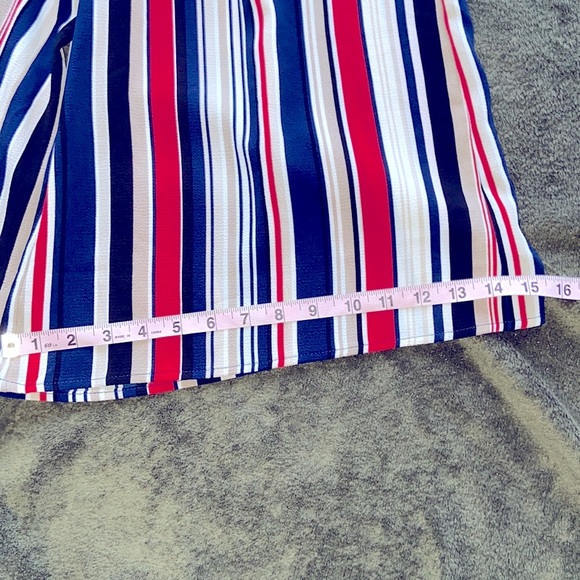 Tacera Red White & Blue Bold Striped Cropped Palazzo Jumpsuit size Small - Picture 7 of 13